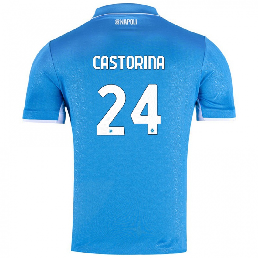 Børn Alessandro Castorina #24 Himmelblå Hjemmebane Spillertrøjer 2024/25 Trøje T-Shirt