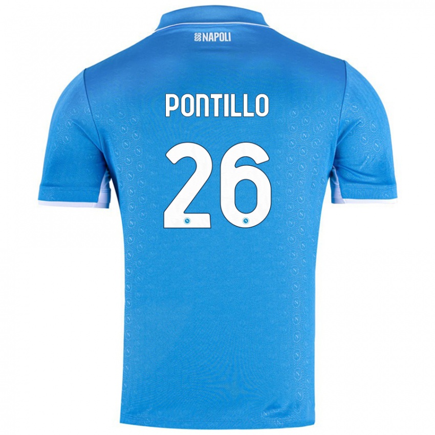 Børn Pasquale Pontillo #26 Himmelblå Hjemmebane Spillertrøjer 2024/25 Trøje T-Shirt