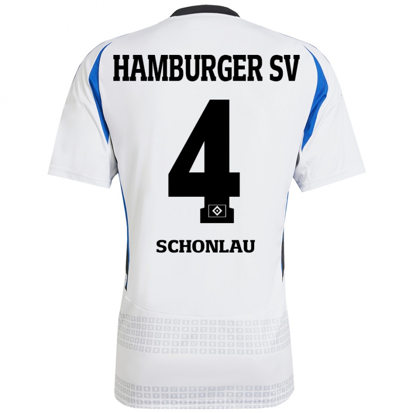 Børn Sebastian Schonlau #4 Hvid Blå Hjemmebane Spillertrøjer 2024/25 Trøje T-Shirt