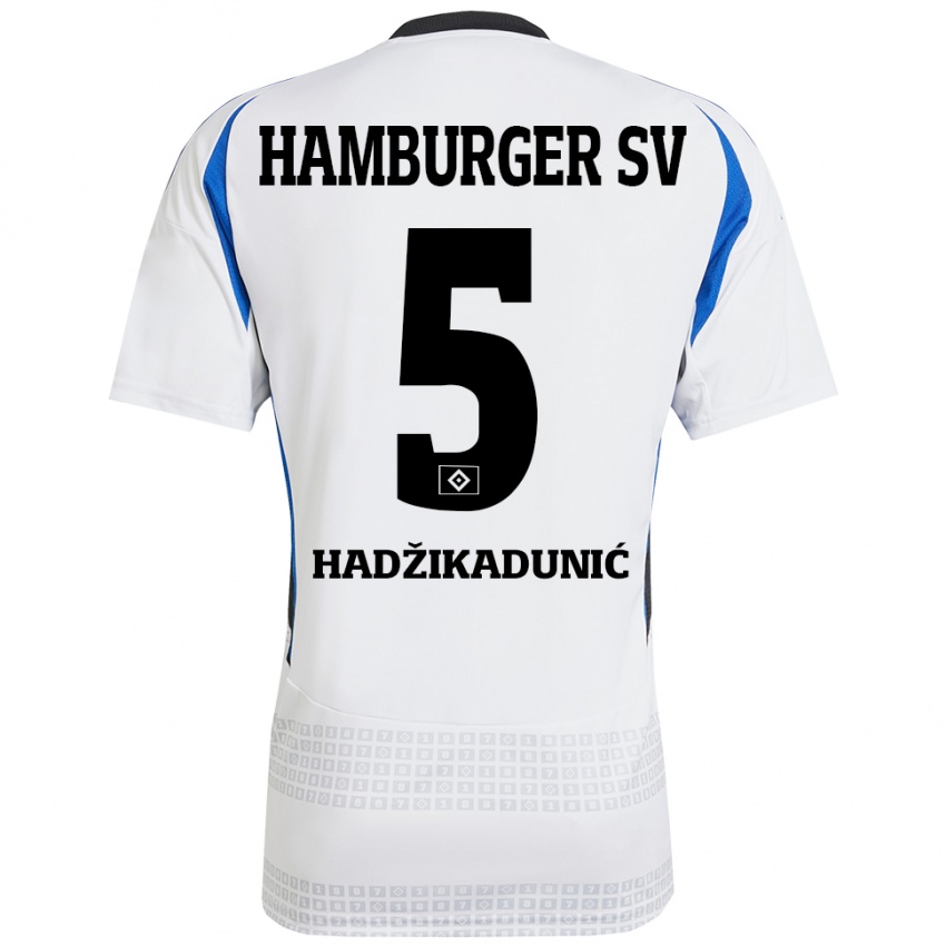 Børn Dennis Hadzikadunic #5 Hvid Blå Hjemmebane Spillertrøjer 2024/25 Trøje T-Shirt