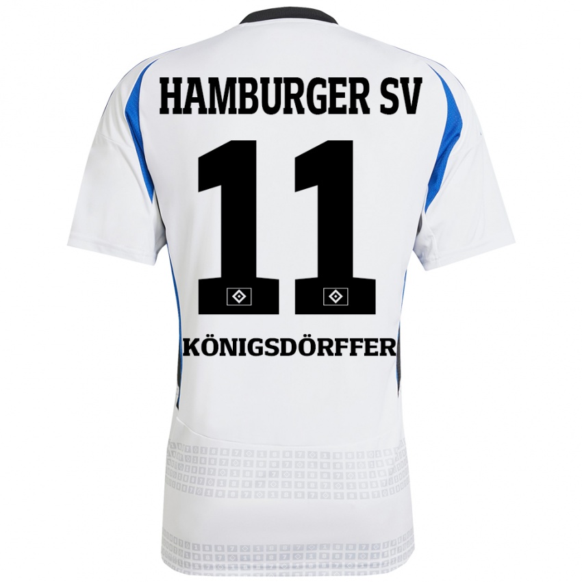 Børn Ransford Königsdörffer #11 Hvid Blå Hjemmebane Spillertrøjer 2024/25 Trøje T-Shirt