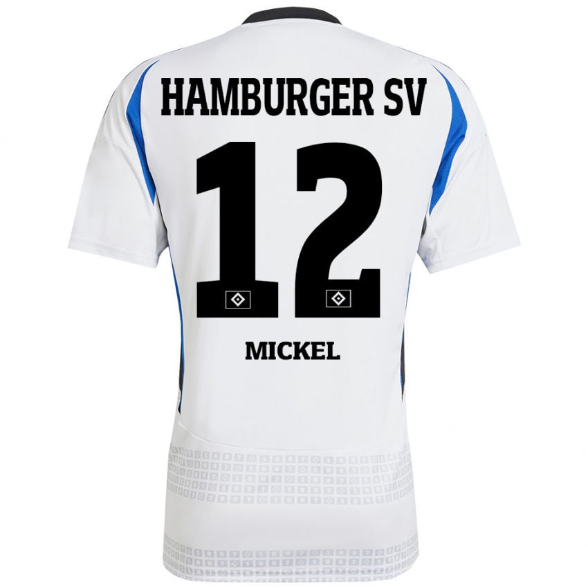 Børn Tom Mickel #12 Hvid Blå Hjemmebane Spillertrøjer 2024/25 Trøje T-Shirt