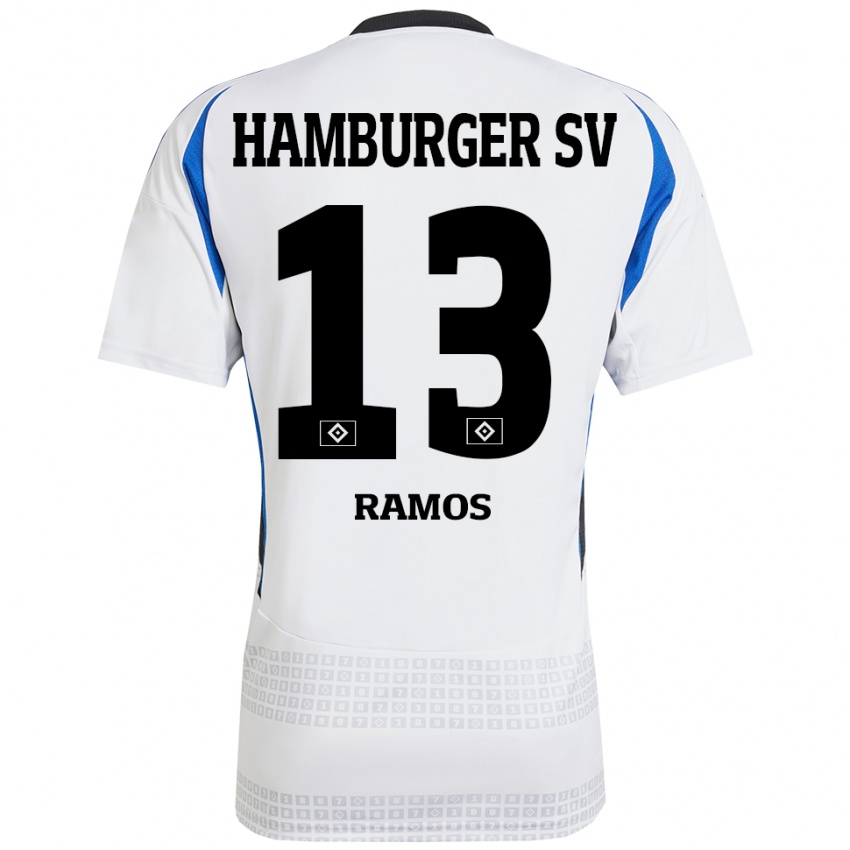 Børn Guilherme Ramos #13 Hvid Blå Hjemmebane Spillertrøjer 2024/25 Trøje T-Shirt