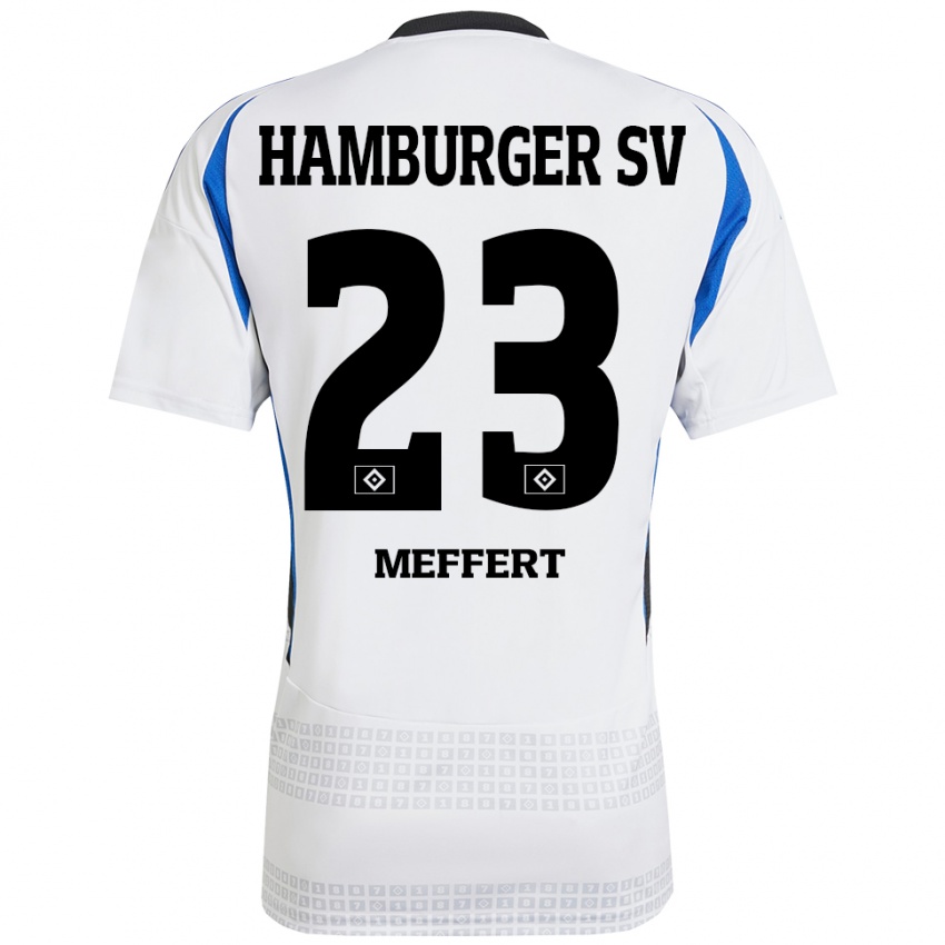 Børn Jonas Meffert #23 Hvid Blå Hjemmebane Spillertrøjer 2024/25 Trøje T-Shirt