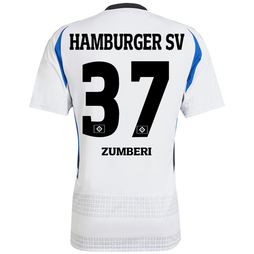 Børn Valon Zumberi #37 Hvid Blå Hjemmebane Spillertrøjer 2024/25 Trøje T-Shirt