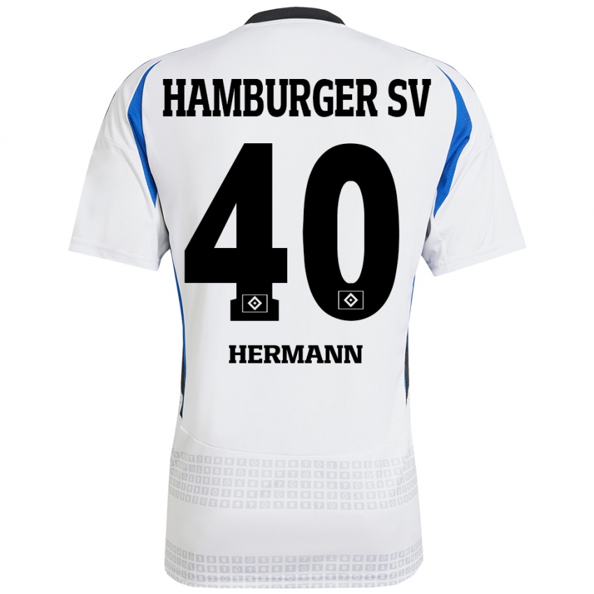 Børn Hannes Hermann #40 Hvid Blå Hjemmebane Spillertrøjer 2024/25 Trøje T-Shirt