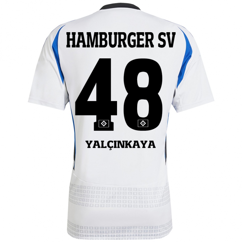 Børn Bilal Yalcinkaya #48 Hvid Blå Hjemmebane Spillertrøjer 2024/25 Trøje T-Shirt