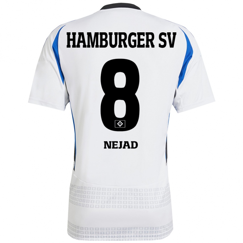 Børn Milad Nejad #8 Hvid Blå Hjemmebane Spillertrøjer 2024/25 Trøje T-Shirt