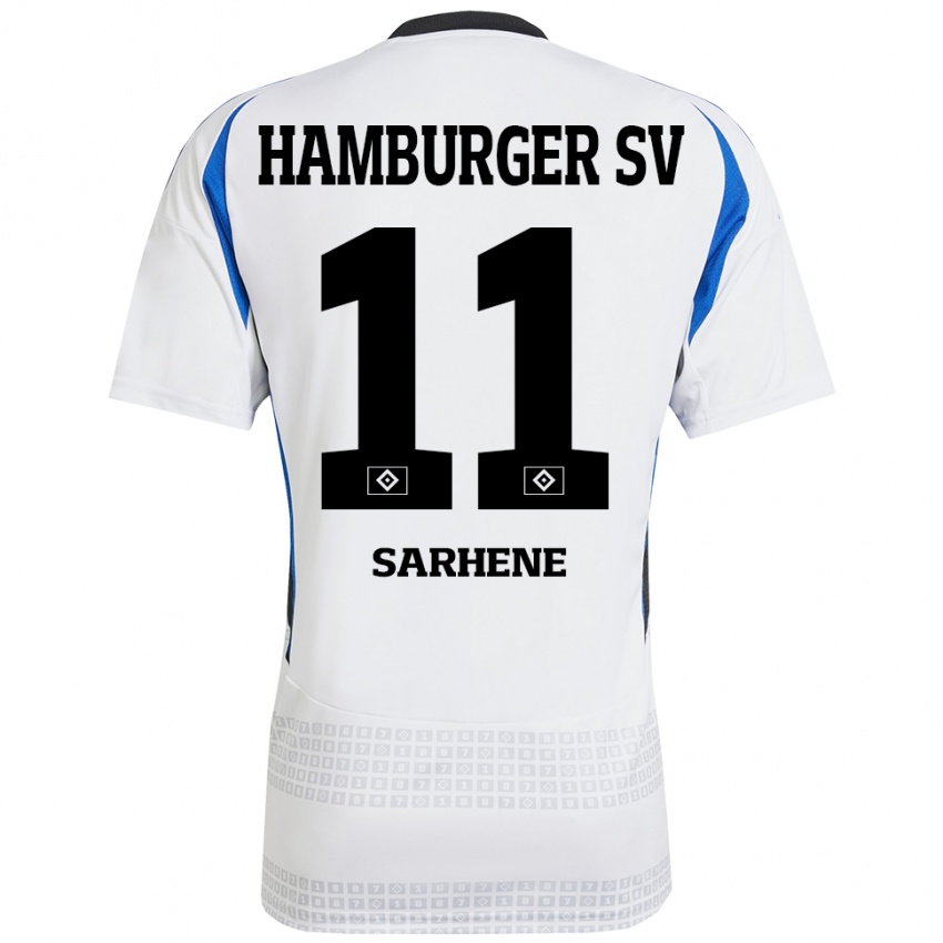 Børn Clement Nana-Sarhene #11 Hvid Blå Hjemmebane Spillertrøjer 2024/25 Trøje T-Shirt