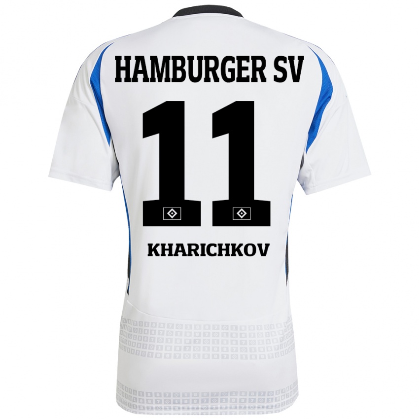 Børn Valentyn Kharichkov #11 Hvid Blå Hjemmebane Spillertrøjer 2024/25 Trøje T-Shirt