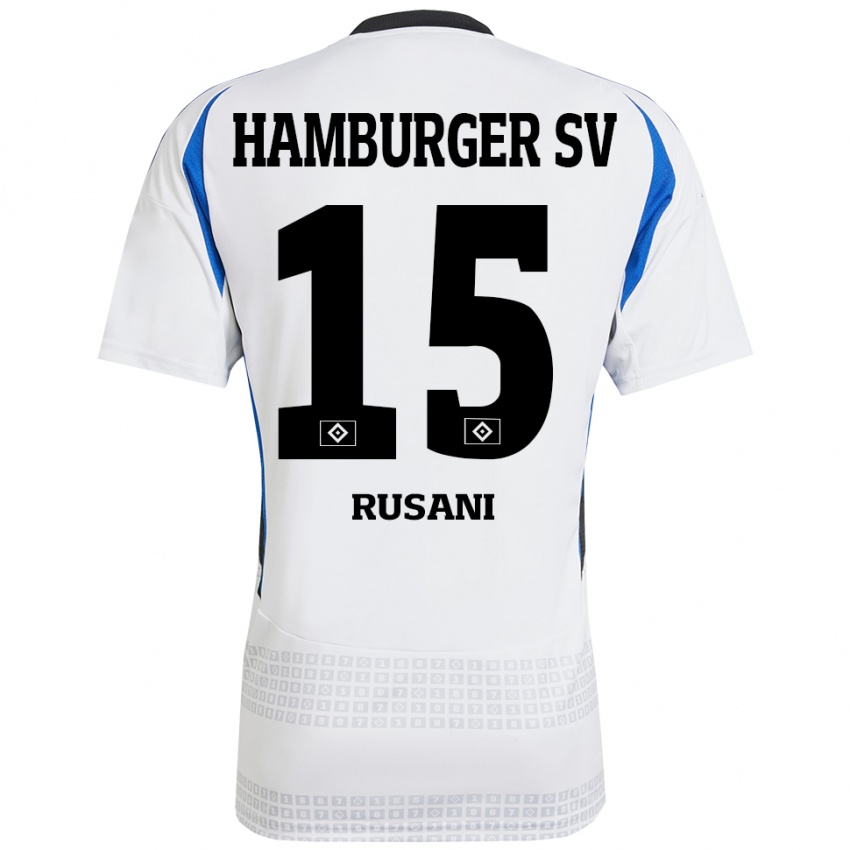 Børn Yasin Rusani #15 Hvid Blå Hjemmebane Spillertrøjer 2024/25 Trøje T-Shirt