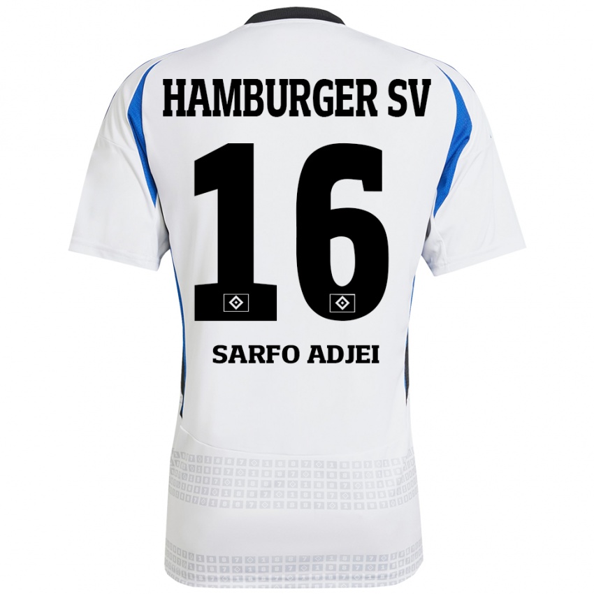 Børn Maximilian Sarfo-Adjei #16 Hvid Blå Hjemmebane Spillertrøjer 2024/25 Trøje T-Shirt