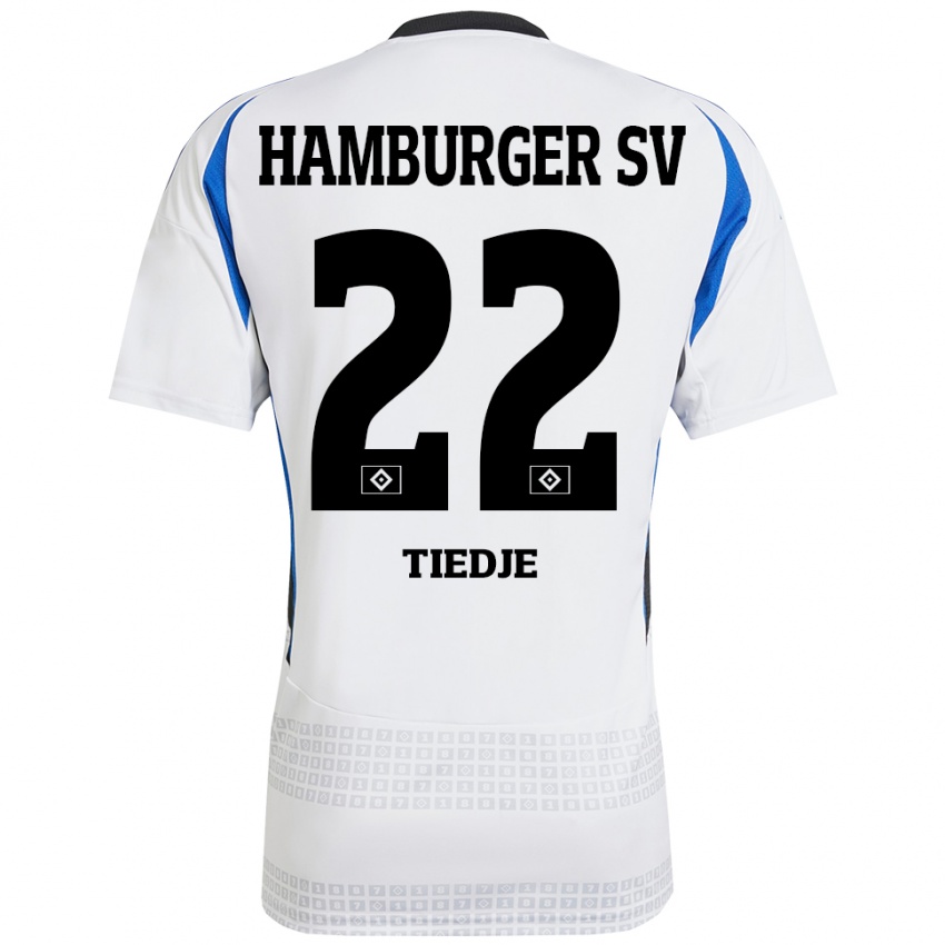 Børn Patrick Tiedje #22 Hvid Blå Hjemmebane Spillertrøjer 2024/25 Trøje T-Shirt