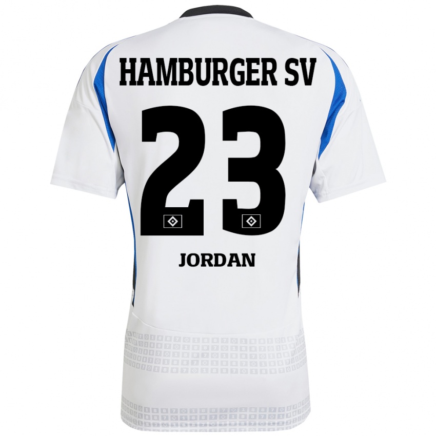 Børn Dominik Jordan #23 Hvid Blå Hjemmebane Spillertrøjer 2024/25 Trøje T-Shirt