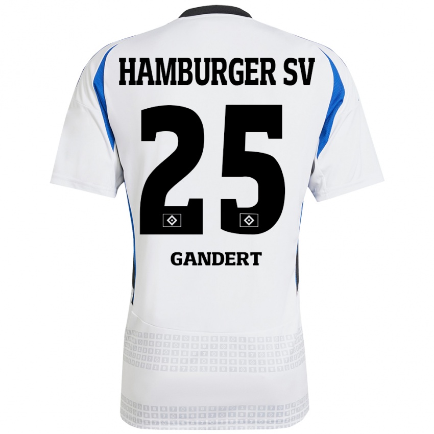 Børn Jeremy Gandert #25 Hvid Blå Hjemmebane Spillertrøjer 2024/25 Trøje T-Shirt