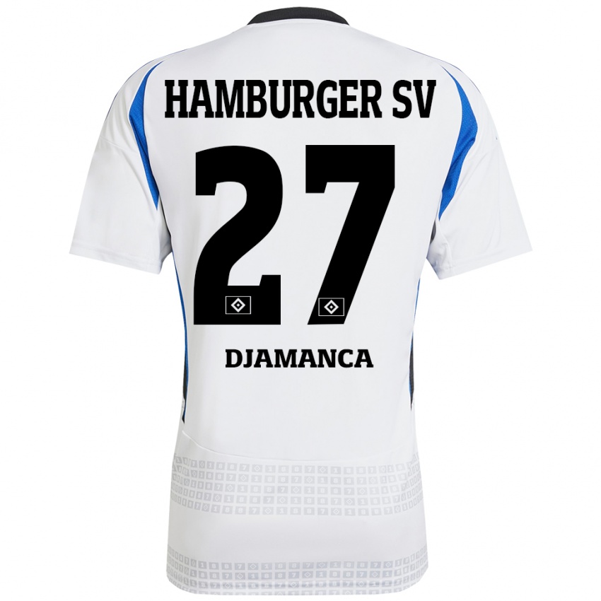 Børn Ismaila Djamanca #27 Hvid Blå Hjemmebane Spillertrøjer 2024/25 Trøje T-Shirt