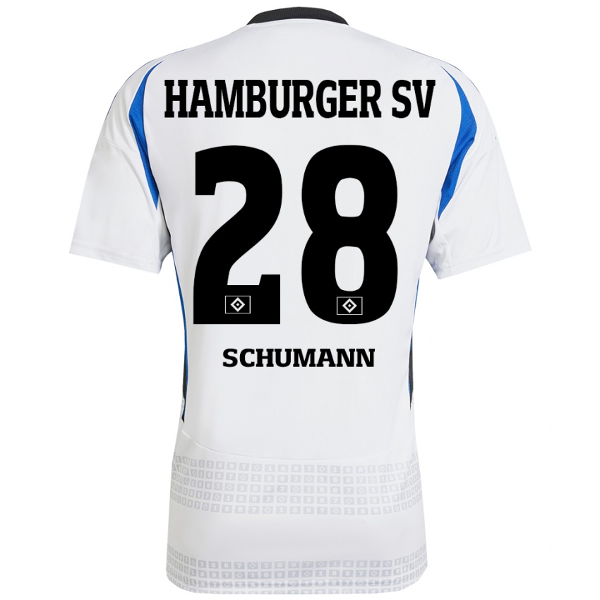 Børn Henri Maximilian Schümann #28 Hvid Blå Hjemmebane Spillertrøjer 2024/25 Trøje T-Shirt