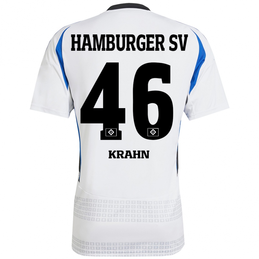 Børn Elijah Krahn #46 Hvid Blå Hjemmebane Spillertrøjer 2024/25 Trøje T-Shirt