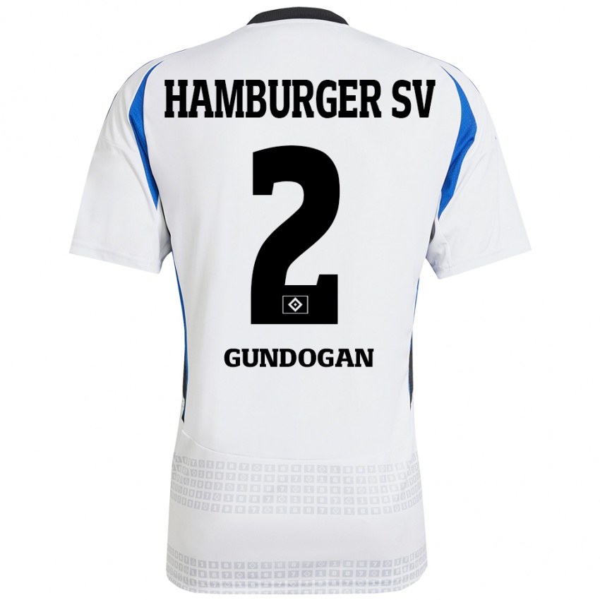 Børn Haci Gündogan #2 Hvid Blå Hjemmebane Spillertrøjer 2024/25 Trøje T-Shirt