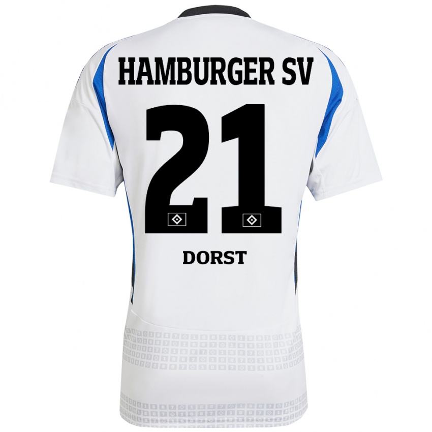 Børn Dana Dorst #21 Hvid Blå Hjemmebane Spillertrøjer 2024/25 Trøje T-Shirt