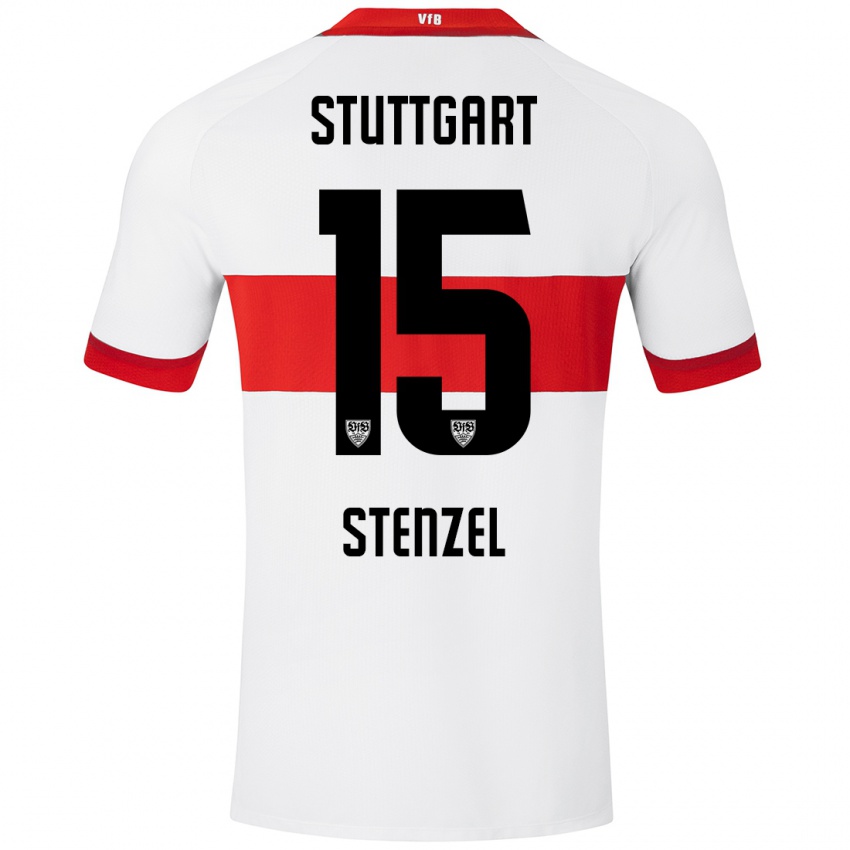 Børn Pascal Stenzel #15 Hvid Rød Hjemmebane Spillertrøjer 2024/25 Trøje T-Shirt