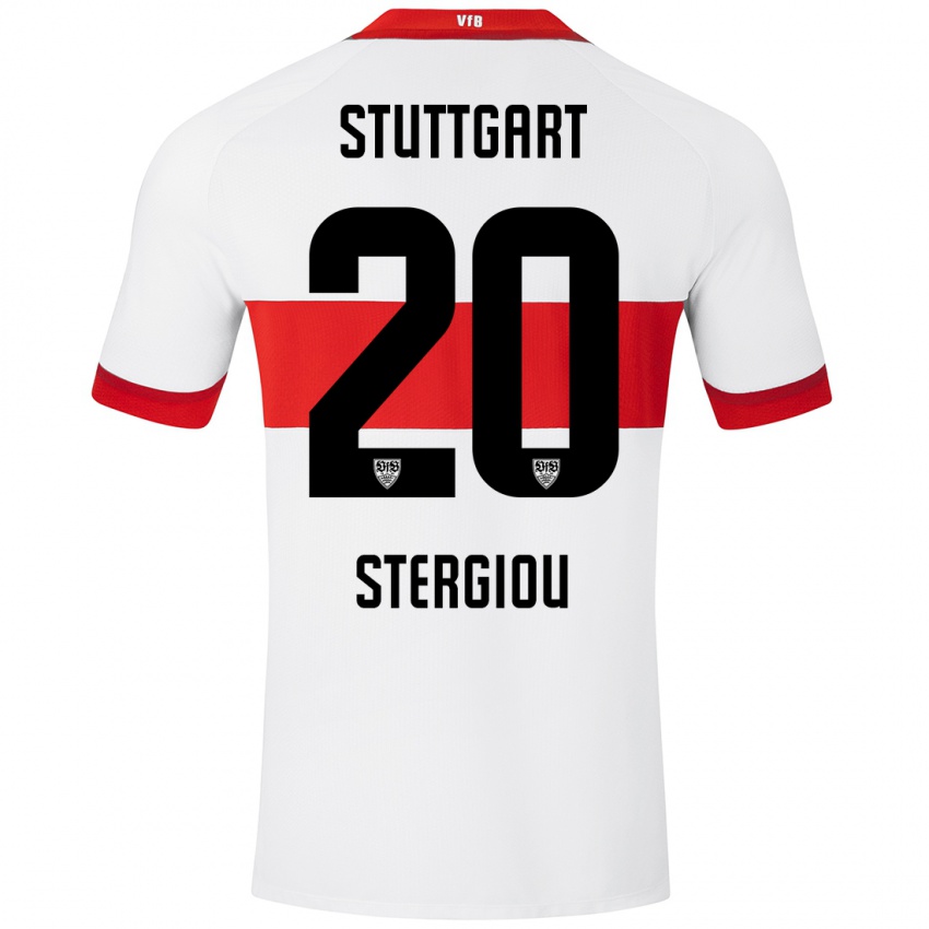 Børn Leonidas Stergiou #20 Hvid Rød Hjemmebane Spillertrøjer 2024/25 Trøje T-Shirt