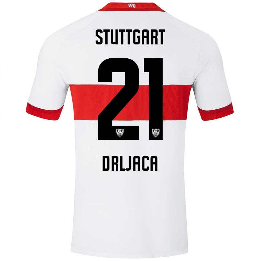 Børn Stefan Drljaca #21 Hvid Rød Hjemmebane Spillertrøjer 2024/25 Trøje T-Shirt