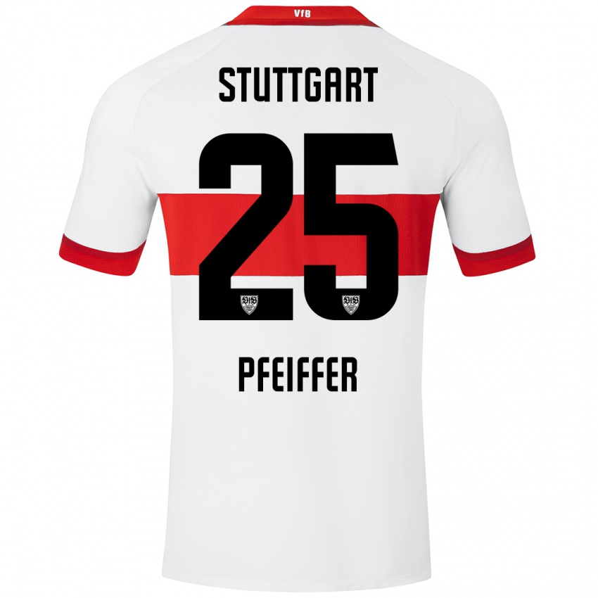 Børn Luca Pfeiffer #25 Hvid Rød Hjemmebane Spillertrøjer 2024/25 Trøje T-Shirt