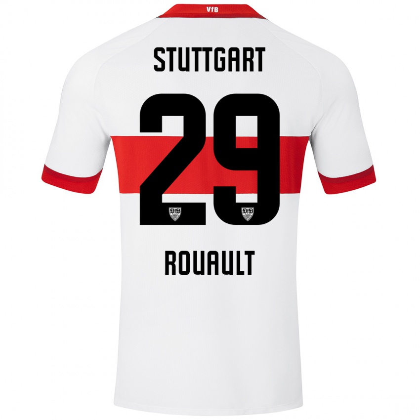 Børn Anthony Rouault #29 Hvid Rød Hjemmebane Spillertrøjer 2024/25 Trøje T-Shirt