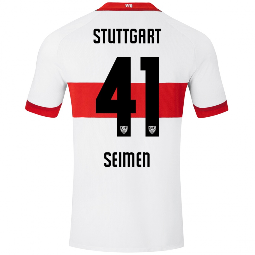 Børn Dennis Seimen #41 Hvid Rød Hjemmebane Spillertrøjer 2024/25 Trøje T-Shirt