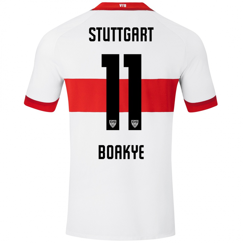 Børn Benjamin Boakye #11 Hvid Rød Hjemmebane Spillertrøjer 2024/25 Trøje T-Shirt