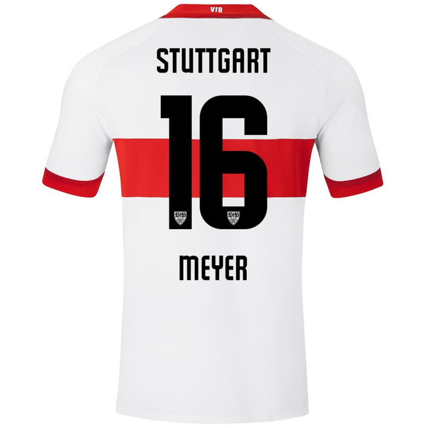 Børn Jordan Meyer #16 Hvid Rød Hjemmebane Spillertrøjer 2024/25 Trøje T-Shirt