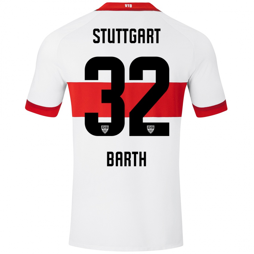 Børn Tom Barth #32 Hvid Rød Hjemmebane Spillertrøjer 2024/25 Trøje T-Shirt