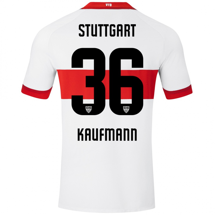 Børn Tino Kaufmann #36 Hvid Rød Hjemmebane Spillertrøjer 2024/25 Trøje T-Shirt