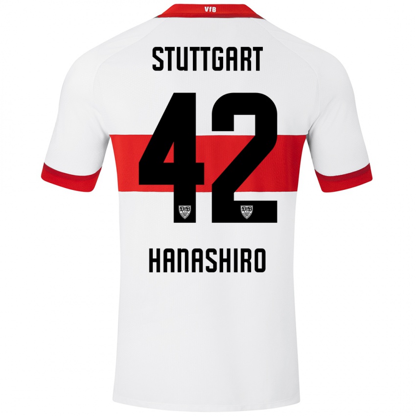 Børn Rinto Hanashiro #42 Hvid Rød Hjemmebane Spillertrøjer 2024/25 Trøje T-Shirt