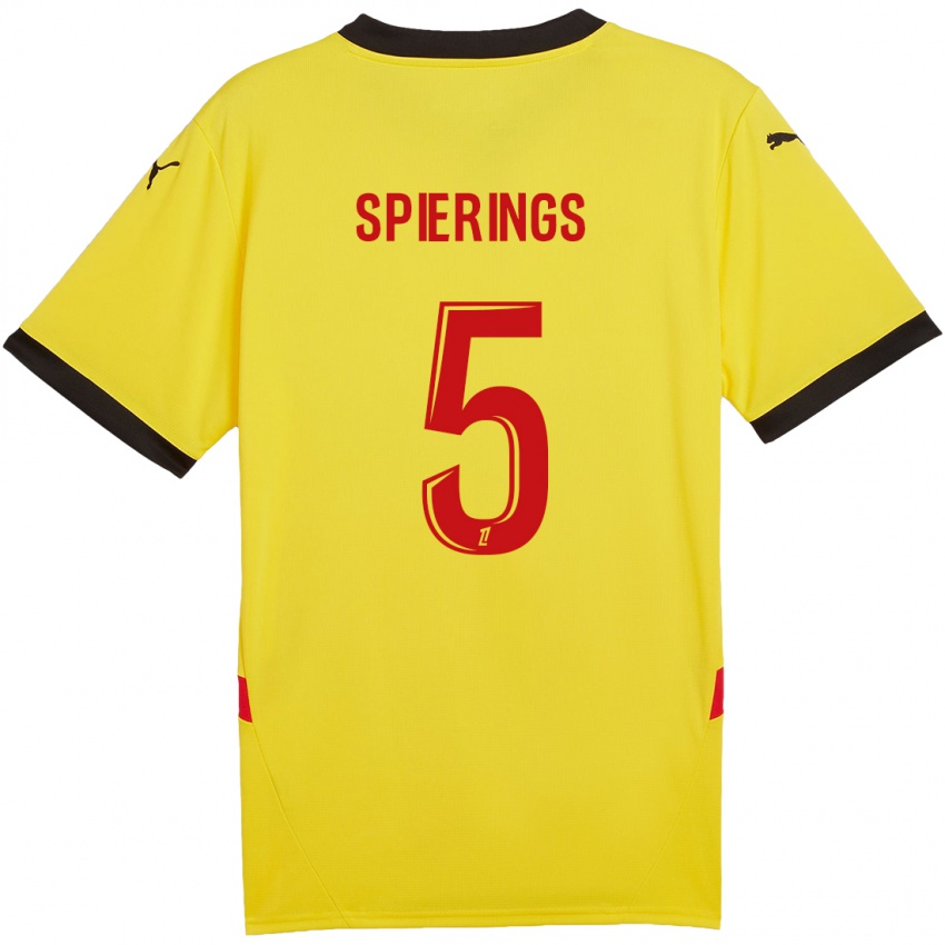 Børn Stijn Spierings #5 Gul Rød Hjemmebane Spillertrøjer 2024/25 Trøje T-Shirt