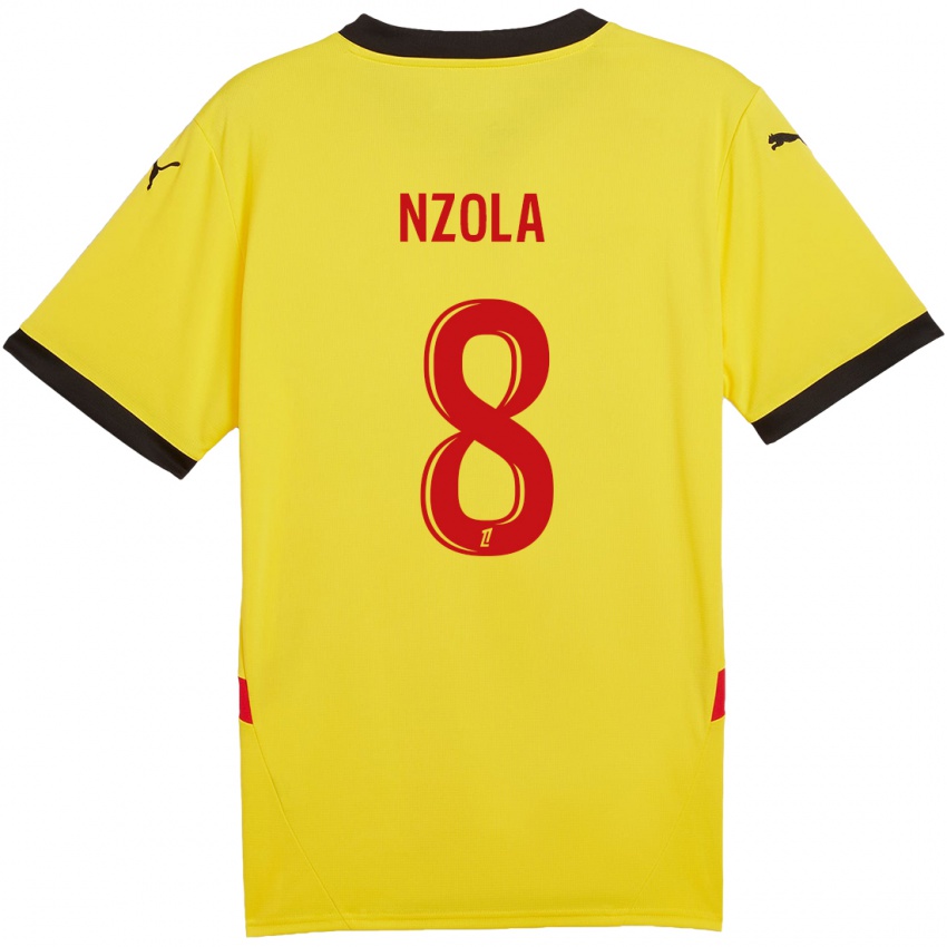 Børn M'bala Nzola #8 Gul Rød Hjemmebane Spillertrøjer 2024/25 Trøje T-Shirt