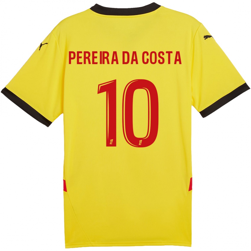 Børn David Pereira Da Costa #10 Gul Rød Hjemmebane Spillertrøjer 2024/25 Trøje T-Shirt