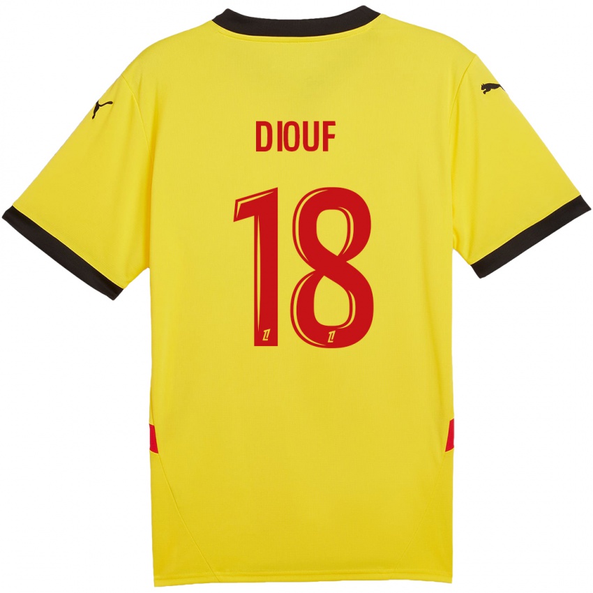 Børn Andy Diouf #18 Gul Rød Hjemmebane Spillertrøjer 2024/25 Trøje T-Shirt