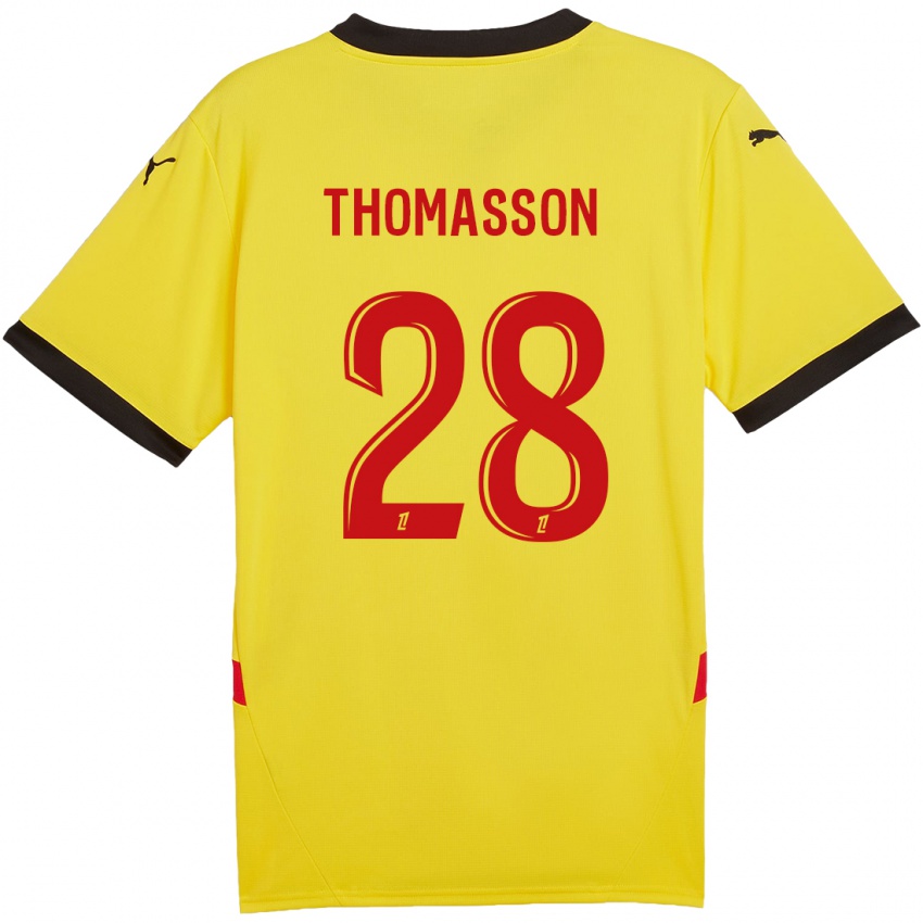 Børn Adrien Thomasson #28 Gul Rød Hjemmebane Spillertrøjer 2024/25 Trøje T-Shirt