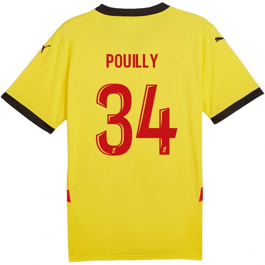 Børn Tom Pouilly #34 Gul Rød Hjemmebane Spillertrøjer 2024/25 Trøje T-Shirt