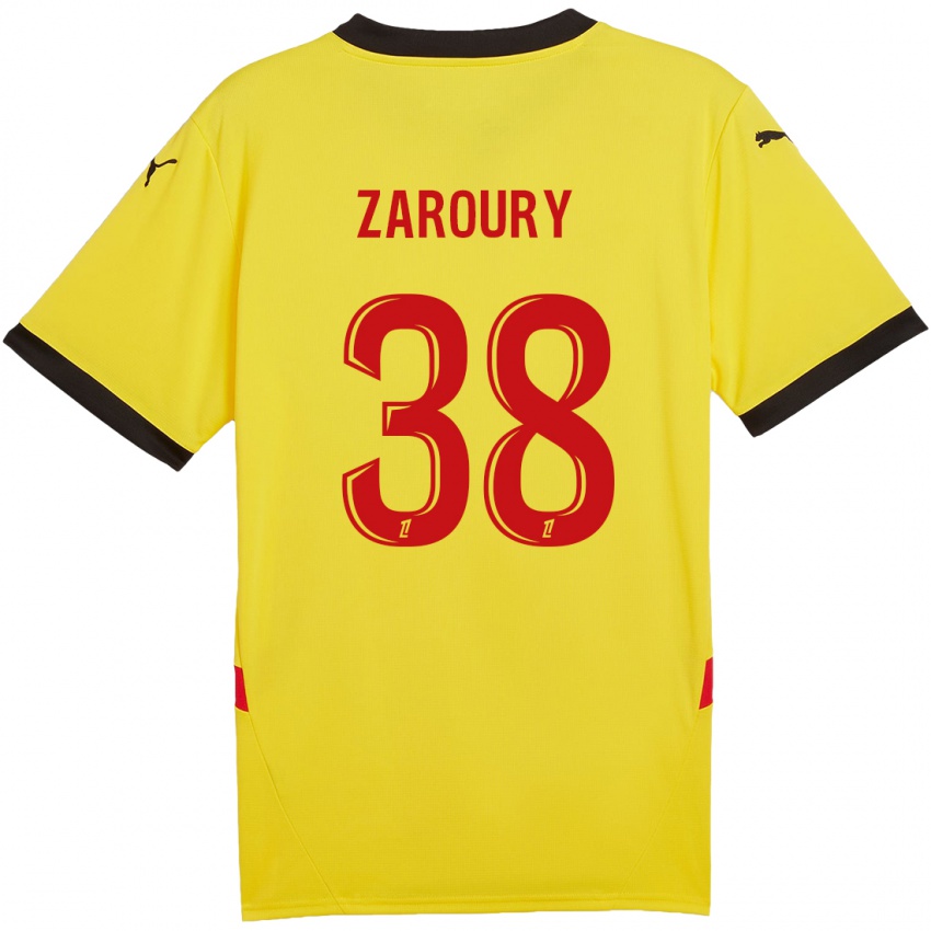 Børn Anass Zaroury #38 Gul Rød Hjemmebane Spillertrøjer 2024/25 Trøje T-Shirt