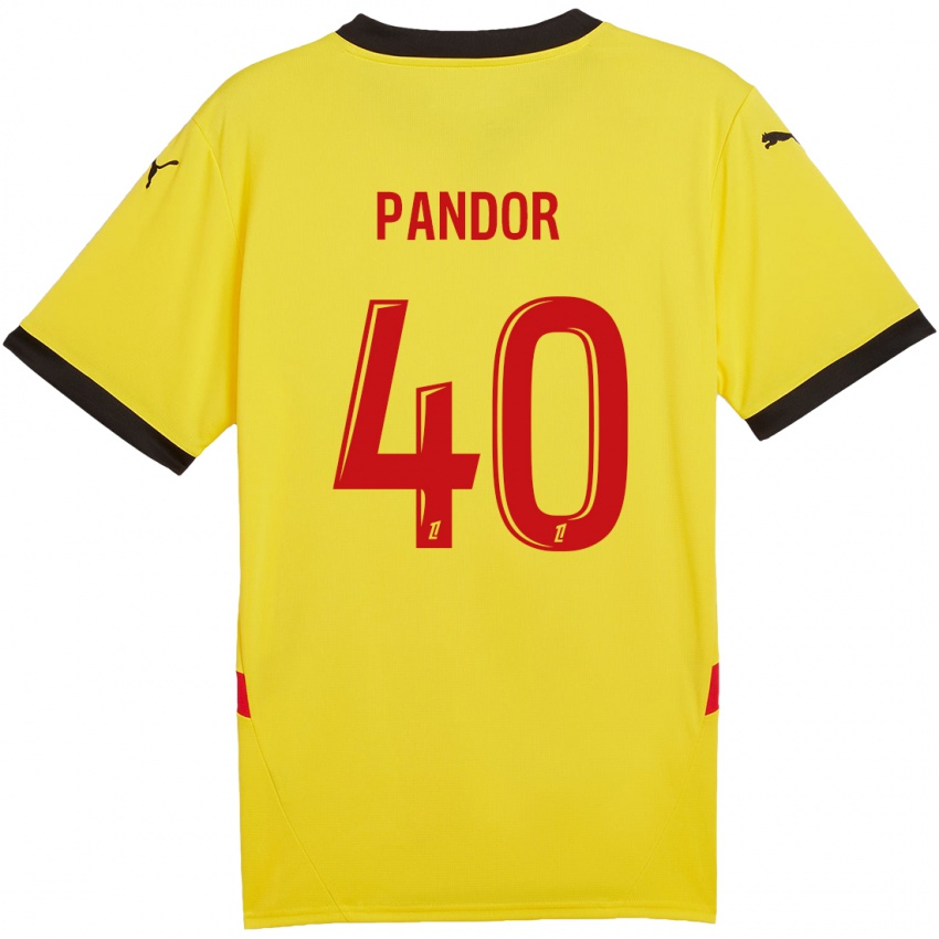 Børn Yannick Pandor #40 Gul Rød Hjemmebane Spillertrøjer 2024/25 Trøje T-Shirt