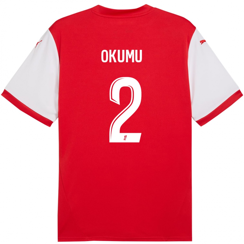 Børn Joseph Okumu #2 Rød Hvid Hjemmebane Spillertrøjer 2024/25 Trøje T-Shirt