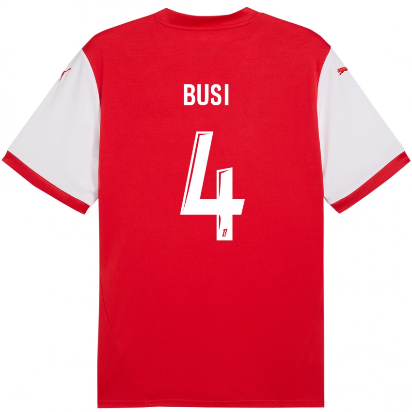 Børn Maxime Busi #4 Rød Hvid Hjemmebane Spillertrøjer 2024/25 Trøje T-Shirt