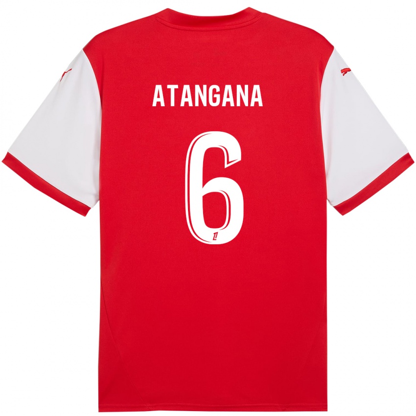 Børn Valentin Atangana Edoa #6 Rød Hvid Hjemmebane Spillertrøjer 2024/25 Trøje T-Shirt