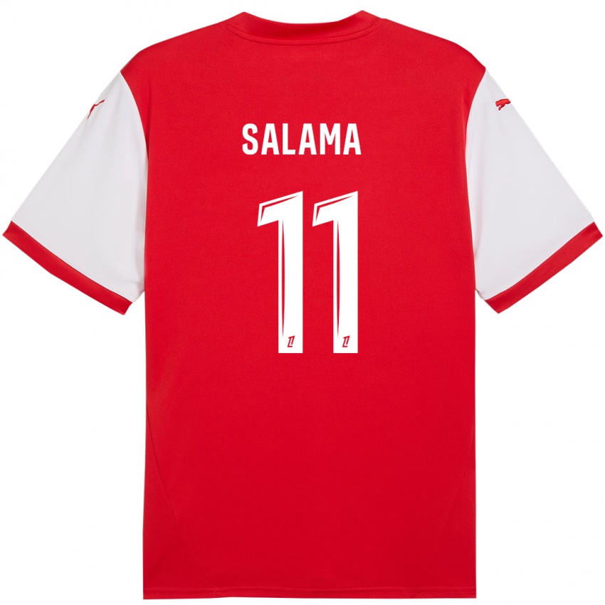 Børn Amine Salama #11 Rød Hvid Hjemmebane Spillertrøjer 2024/25 Trøje T-Shirt