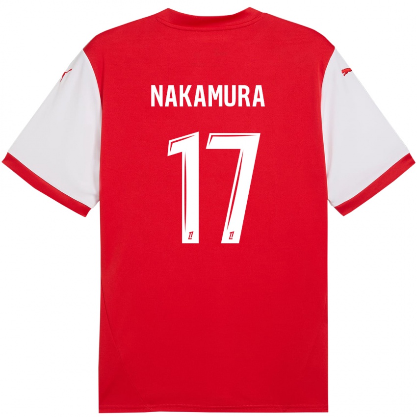 Børn Keito Nakamura #17 Rød Hvid Hjemmebane Spillertrøjer 2024/25 Trøje T-Shirt