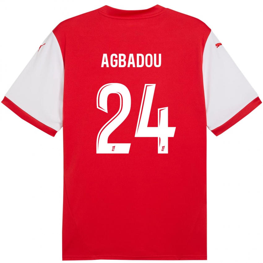 Børn Emmanuel Agbadou #24 Rød Hvid Hjemmebane Spillertrøjer 2024/25 Trøje T-Shirt