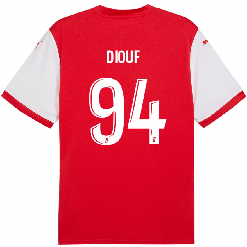 Børn Yehvann Diouf #94 Rød Hvid Hjemmebane Spillertrøjer 2024/25 Trøje T-Shirt